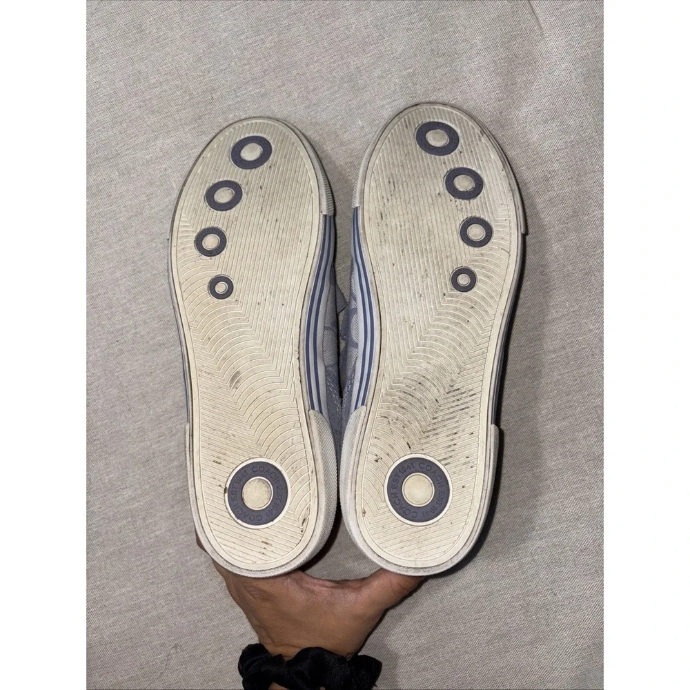 Coach Priya Signature Suede Trim Hook Loop Canvas Sneakers in lilac Size‎ 8 US